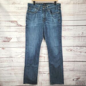 Lucky Brand 121 Heritage Slim Straight Jean Mens 34 x34 Whiskered Denim Distress